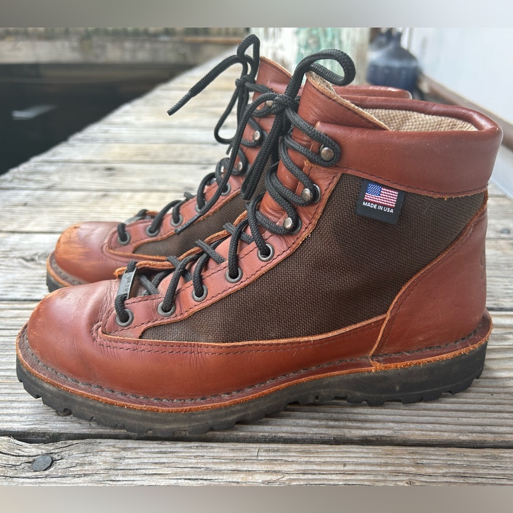 Women’s Danner light hiking boots USA made brown lace up leather